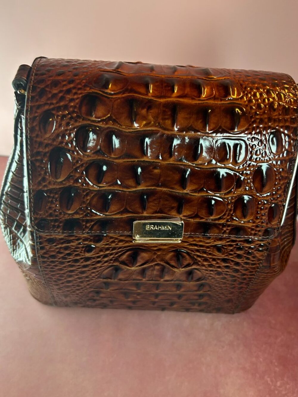 BRAHMIN MARGO CROCODILE-EMBOSSED CROSSBODY BAG - Picture 4 of 12